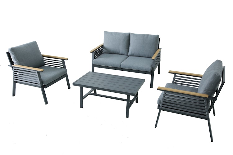 Garden Pleasure Lounge-Set DENIA, Aluminium Anthrazit / Rope / Kissen 100 % Polyester