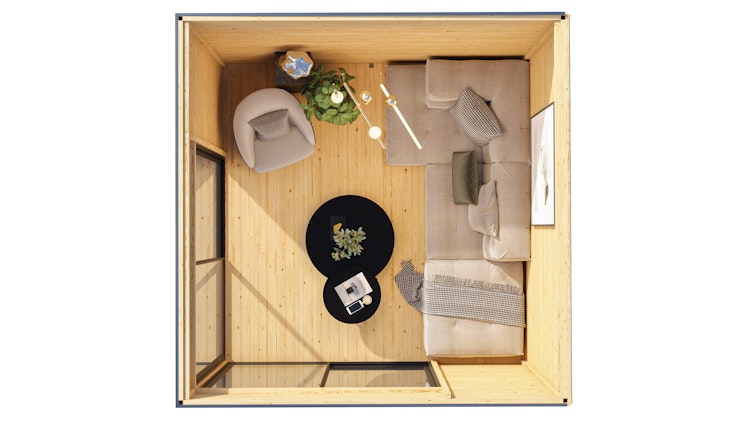 Karibu Design Gartenhaus Dice 3 mit 2 Aluminium Schiebetüren - 38 mm (Homeoffice-Gartenhaus)