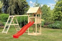 Vorschaubild Akubi Kinderspielturm Lotti inkl. Wellenrutsche und Doppelschaukelanbau mit Klettergerüst (Set C)