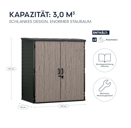 Suncast Kunststoff-Geräteschrank Modern  (klein) - stahlverstärkt