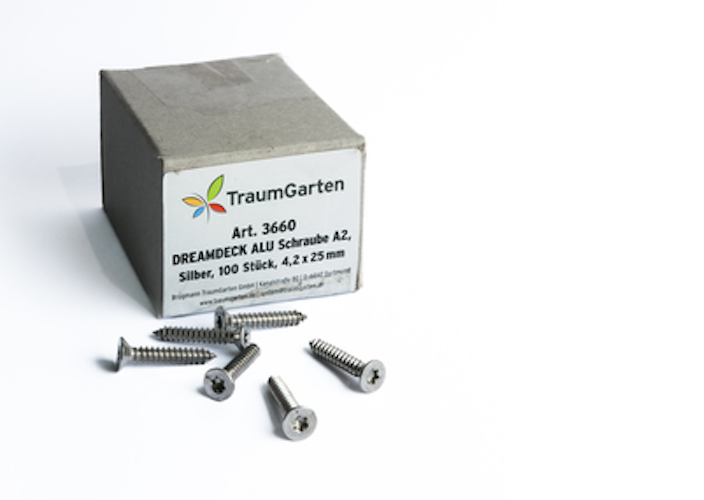 TraumGarten DreamDeck Alu Schrauben-Set 100 Stück für ca. 5 qm