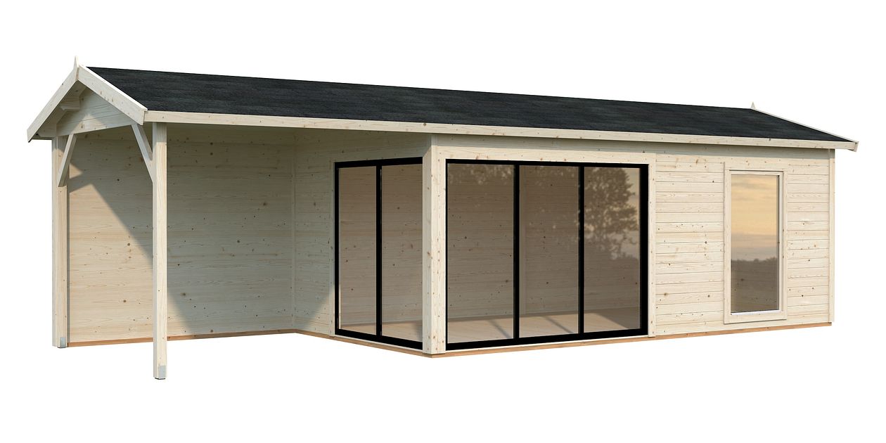 Palmako Gartenhaus Amanda 17,1 +7,8 m² Slide Plus- 44 mm