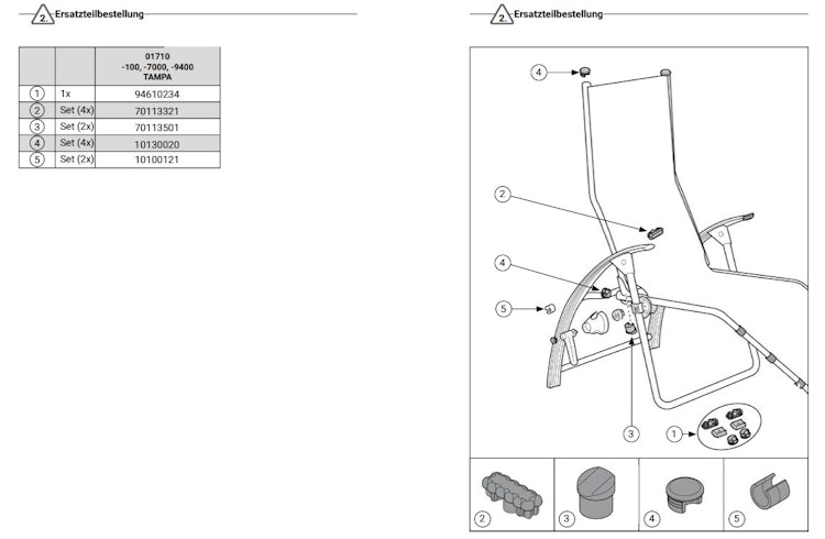 Kettler Ersatzteil Bodenschoner für Bäderliege TAMPA, 6er Set