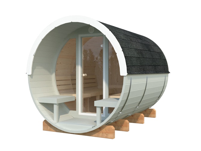 Palmako Saunafass Anita 1,6 + 0,7m² mit Glaswand