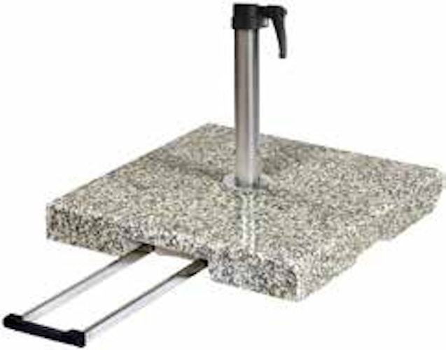 Delschen Schirmständer mit Rollen & Komfort-Handgriff, Edelstahl-Rohr Ø 25-55 mm, 40 kg, Granit Grau - Abverkauf