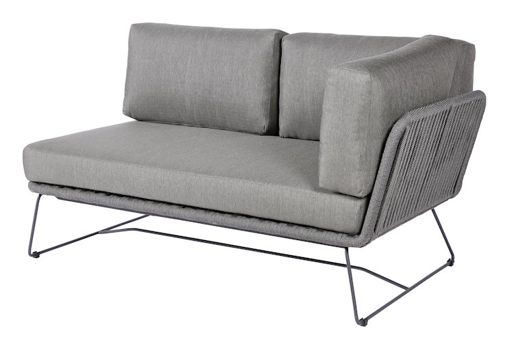 Diamond Garden Lounge-Set MILOS, Sofa + 2x Tisch + Hocker, Edelstahl Dunkelgrau / HPL / Rope Dark Grey / Sunproof (100 % Polypropylen)