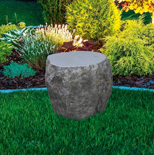 Gardenforma Sitzhocker Boulder in grauer Findlings-Optik aus Faserbeton