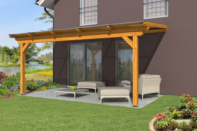 Skan Holz Terrassendach Ancona Leimholz o. Mittelpfosten 541 cm