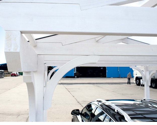 Skan Holz Westerwald Design Doppelcarport aus Leimholz Breite 570 cm