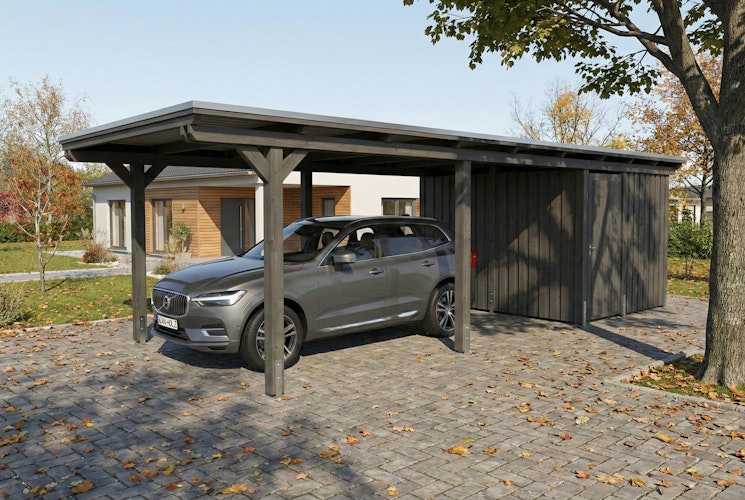 Skan Holz Emsland - Flachdach Carport aus Leimholz Breite 340 cm