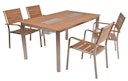 Vorschaubild Garden Pleasure Gartenmöbel Set FLORENCE 07, Tisch 150 x 90 + 4 Stapelsessel, Aluminium / Nonwood