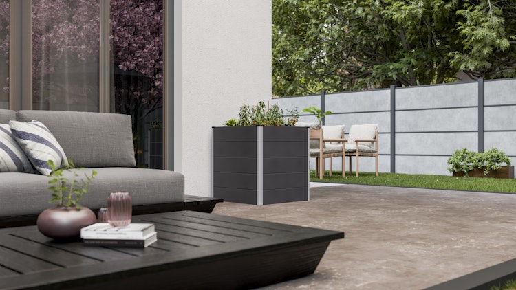 GroJa Solid Stecksystem Hochbeet Cube 70 x 70 x 75 cm Anthrazitgrau