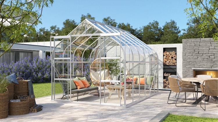 Vitavia Gewächshaus Dione/Diana 9900 inkl. 4 Dachfenster und Stahlfundamentrahmen - 9,9 m²