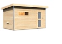 Vorschaubild Karibu Saunahaus Skrollan 3 mit Vorraum naturbelassen (Rechteckfenster) inkl. gratis Sauna-Zubehörset im Wert von 234,94 €