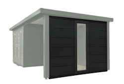 Wolff Finnhaus Seitenwand mit Fenster feststehend Terrasse 30 für Premium Metall Gartenhäuser