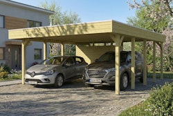 Skan Holz Doppelcarport Friesland 546x708 cm mit Abstellraum Set D
