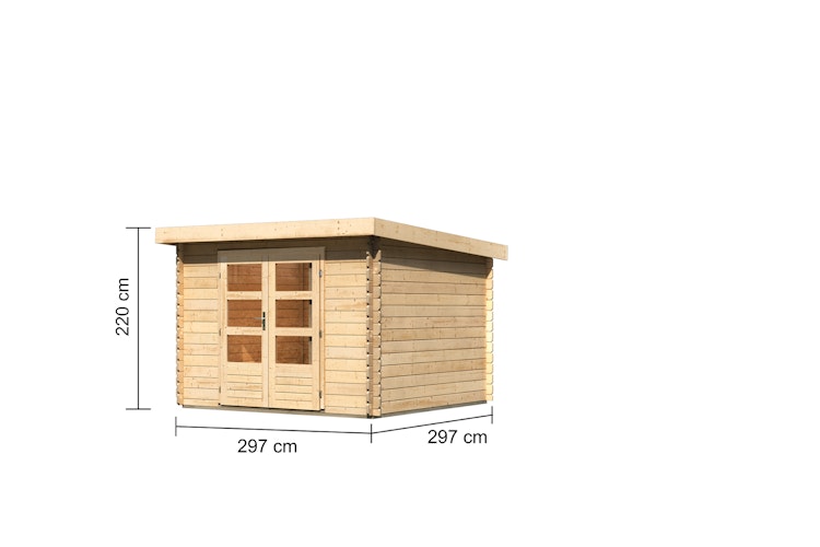 Karibu Gartenhaus Blockbohlenhaus Olaf 3/5 - 28 mm mit erhöhter Schneelast (300 kg/m²)