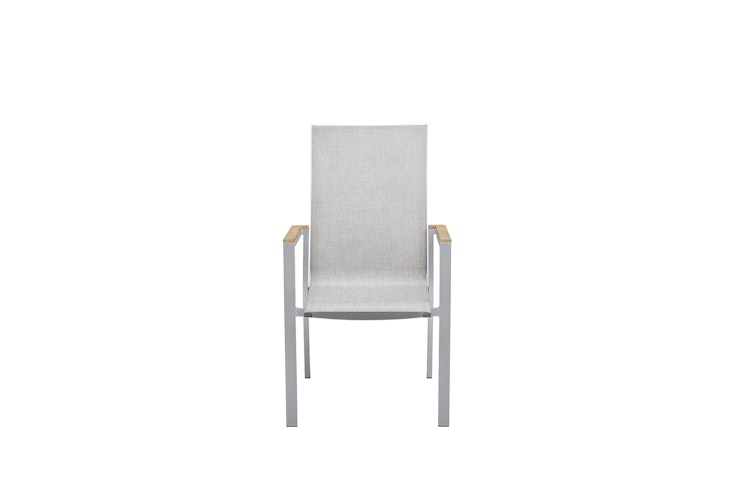 Kettler Stapelsessel RASMUS mit hoher Rückenlehne, Aluminium Silber / Outdoorgewebe Hellgrau - Sonderaktion