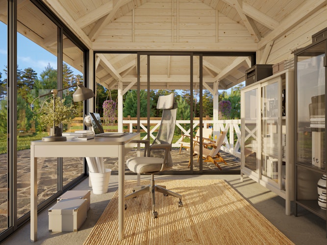 Palmako Pavillon Bianca 16,6 m² Set 503 Slide Plus mit Isolierglas-Schiebetüren