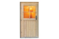 Karibu klassische Türe für Außensauna mit Klarglas-Lichtausschnitten