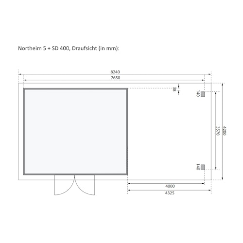 Karibu Woodfeeling Gartenhaus Northeim 5 inkl. 300 cm Schleppdach und Rückwand
