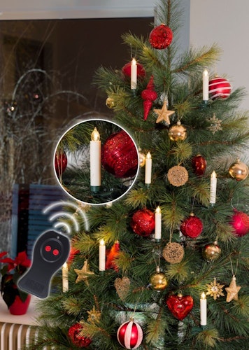 Konstsmide Weihnachtsbeleuchtung  LED Baumbeleuchtung 10 kabellose weiße Kerzen