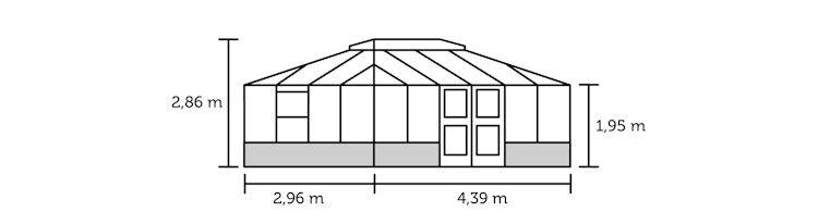 Juliana Gewächshaus Grand Oase anthrazit - 3 mm Sicherheitsglas - für Mauer - 13,0 m²