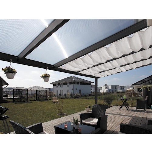 Skan Holz Aluminium Terrassenüberdachung Genua Breite 541 cm