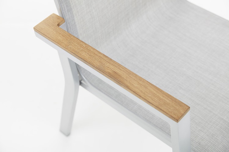 Kettler Stapelsessel RASMUS mit hoher Rückenlehne, Aluminium Silber / Outdoorgewebe Hellgrau - Sonderaktion