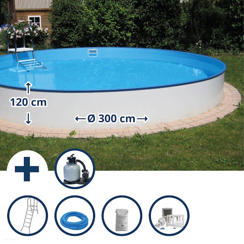 Summer Fun Stahlwand Pool-Set BRASILIA Halbhoch-Einbaub. Ø 300 x 120cm