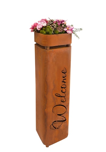 Badeko Metallsäule Graz ,,Welcome" inkl. Schale in Edelrostoptik