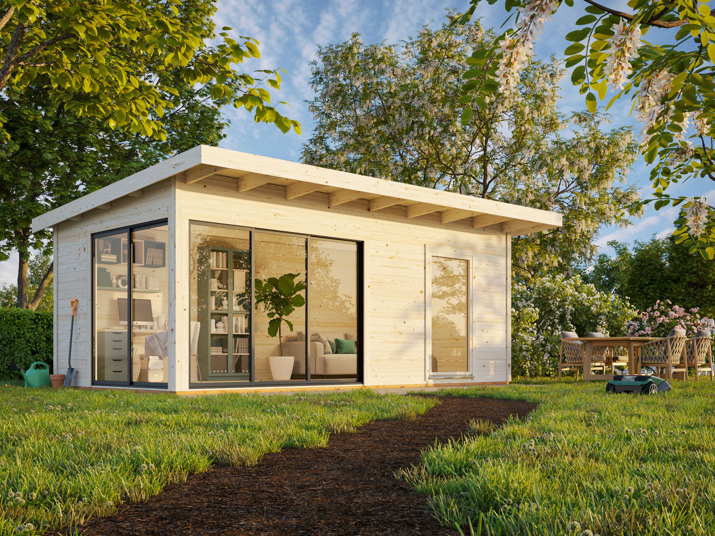 Palmako Gartenhaus Andrea 17,1 m² Slide mit Schiebetür - 44 mm
