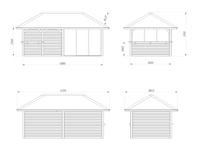 Palmako Pavillon Bianca 16,6 m² Set 507 Slide Plus mit Isolierglas-Schiebetüren