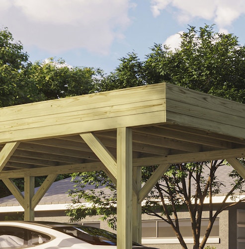 Weka Einzelcarport mit Vorbereitung zur Dachbegrünung 328 x 718 cm - kesseldruckimprägniert