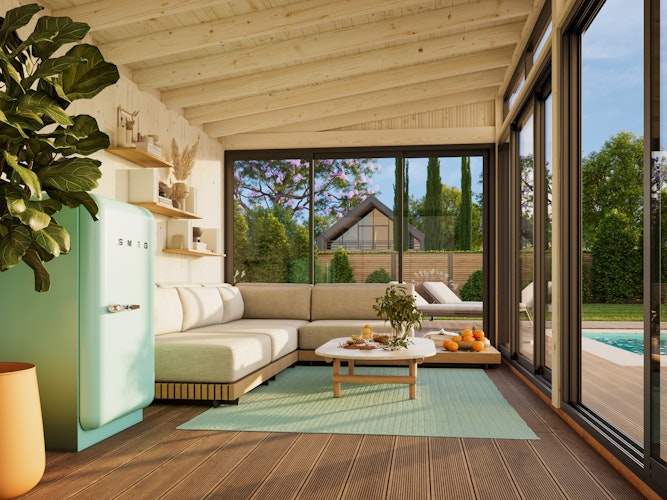 Palmako Glashaus Saga 16,2 m² Slide Plus (Wintergartenanbau inkl. Rückwand)