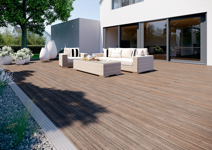 OSMO MULTI-DECK BPC-CO-EXTRUDIERT Terrassendiele Vintage Braun Vollprofil