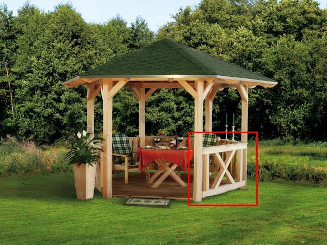 Skan Holz Brüstung Andreaskreuze Pavillon Colmar