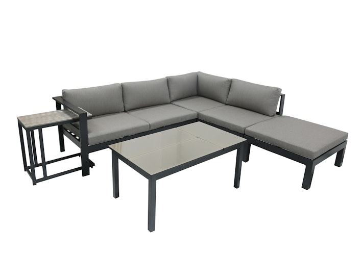 Garden Pleasure Lounge-Eckgruppe MIRANDA, Aluminium Anthrazit / Kissen Olefin (100 % Polypropylen) Grau