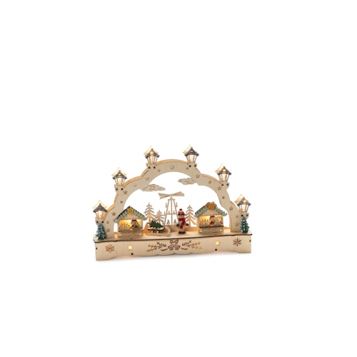 Konstsmide Weihnachtsbeleuchtung  Holzsilhouette 2 Häuser und Junge