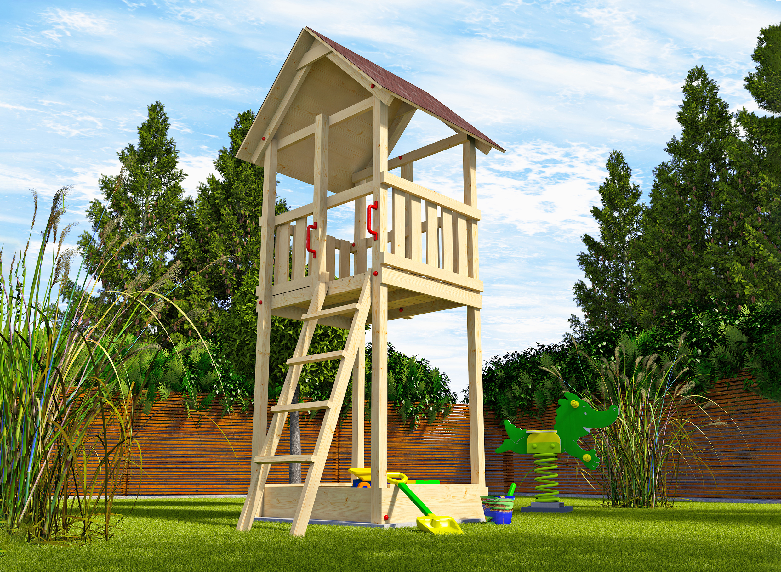 Weka Tabaluga Drachenturm 816 E mit Satteldach und Sandkasten