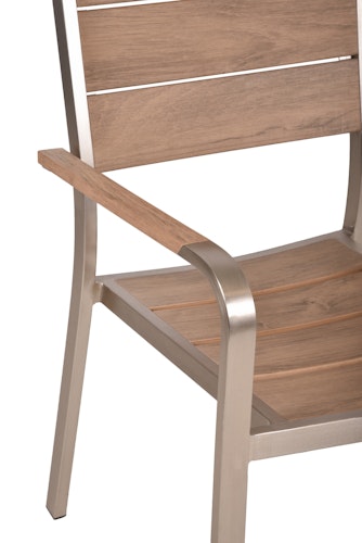 Garden Pleasure Gartenmöbel Set FLORENCE 10, Tisch 150 x 90 + 6 Stapelsessel, Aluminium / Nonwood