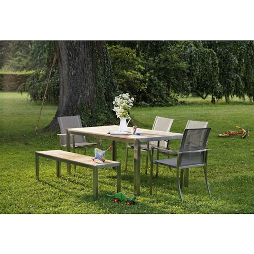 Diamond Garden Tisch SIENA 180x90 cm, Edelstahl / Premium Teak - Auslaufartikel