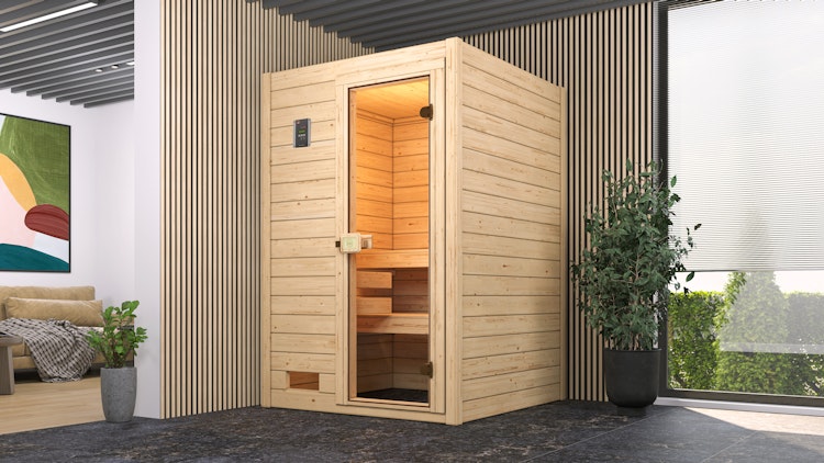 Weka Sauna Valida Gr. 1 mit Glastür - Massivholzsauna 38 mm