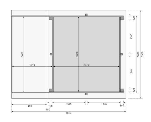 Karibu Rechteck Pool Gr. 1 - 350 x 320 cm - kesseldruckimprägniert Sparset mit Filteranlage