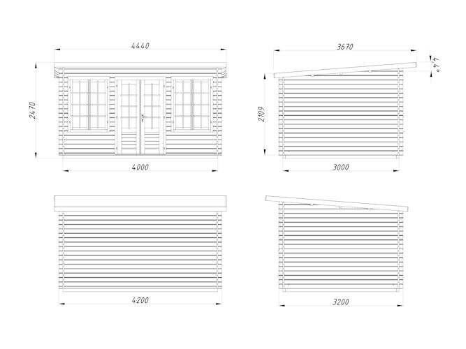 Palmako Gartenhaus Lisa 11,5 m² - 34 mm