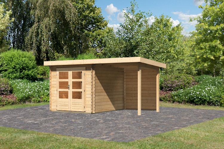 Karibu Woodfeeling Gartenhaus Bastrup 4 naturbelassen - 28 mm