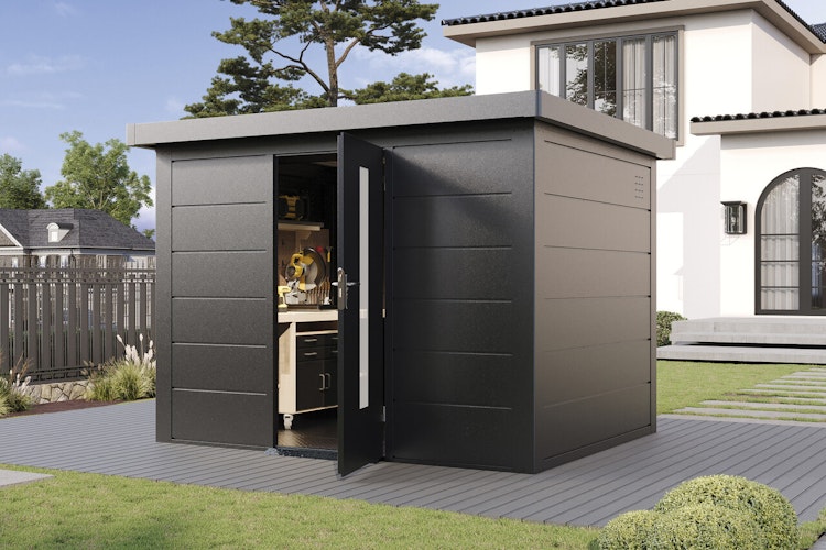 Wolff Finnhaus Premium Metall Gartenhaus Hakon 3024 Anthrazit
