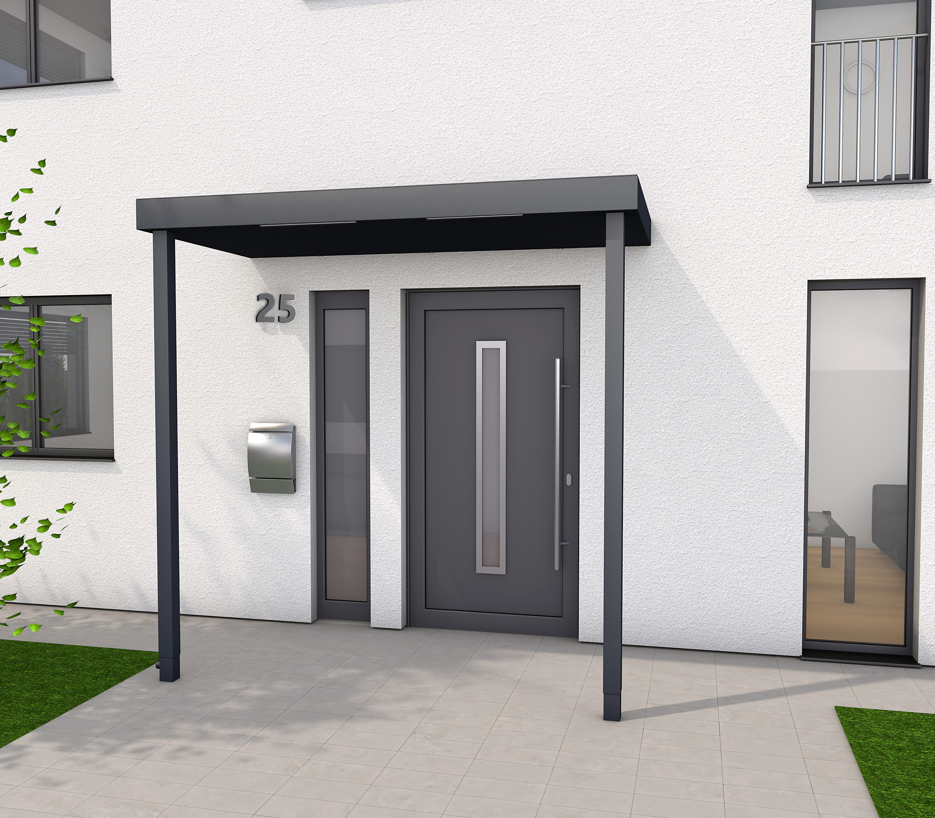 Gutta Rechteckvordach BS Plus XL 250 mit Pfosten (neues Modell)