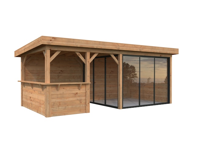 Palmako Gartenhaus Connect Lenna 16,6 m² Set 707 Slide Plus mit Isolierglas-Schiebetüren - 28 mm