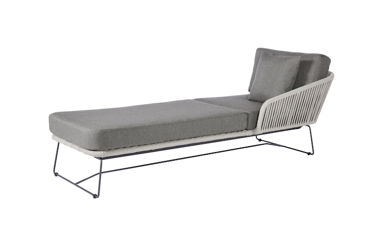 Diamond Garden Daybed MILOS rechts, Edelstahl Dunkelgrau / Rope Dunkelgrau / Sunproof (100 % Polypropylen)